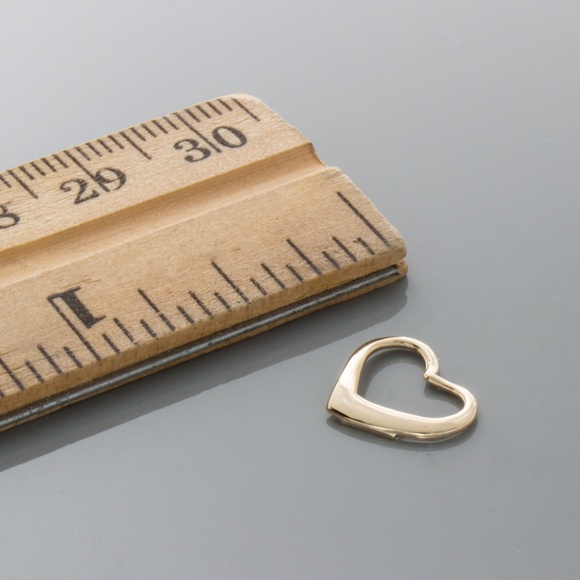 10k Yellow, White or Rose Gold Mini Floating Necklace Heart Slide Charm Pendant - Picture 8 of 16